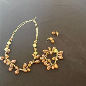 Elegant Gold and Brown Jewelry Set